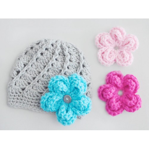 Crochet flower for baby hat hot sale